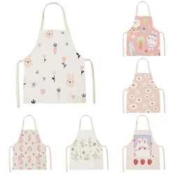 Fun Lamb-delantal de cocina rosa para mujer, babero de cintura para hornear, cocina para adultos y niños, gatito de dibujos animados, delantales de animales