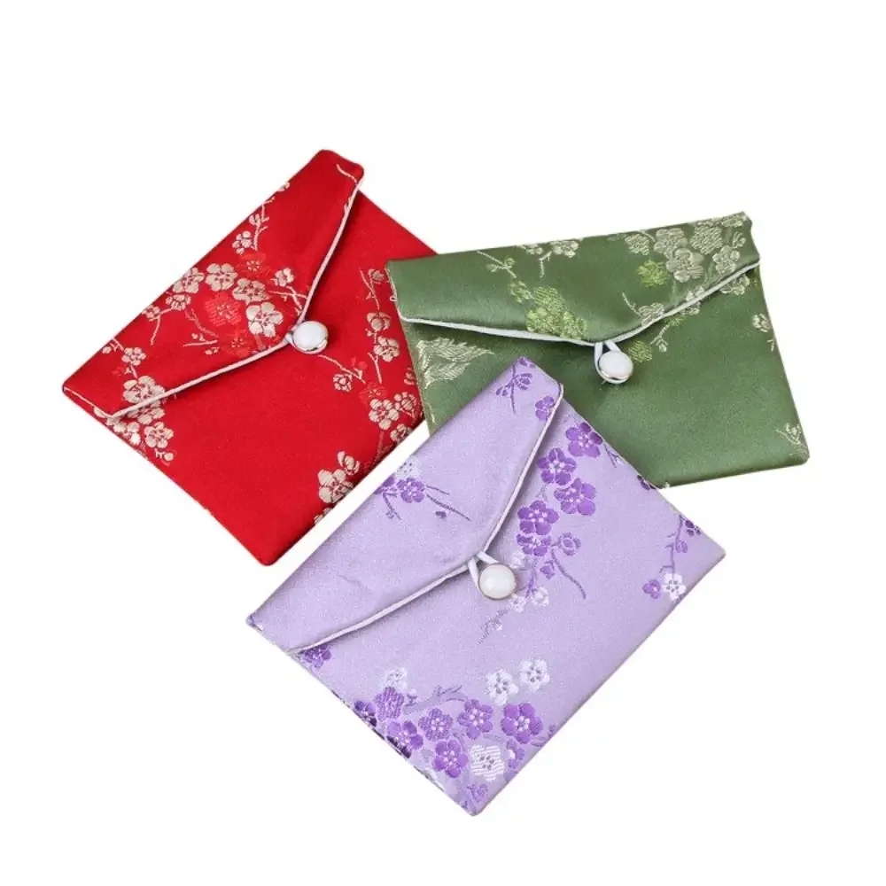 

Antique Satin Jewelery Bag Buckle Embroidered Wallet Chinese Style Necklace Bag Coin Purse Wedding