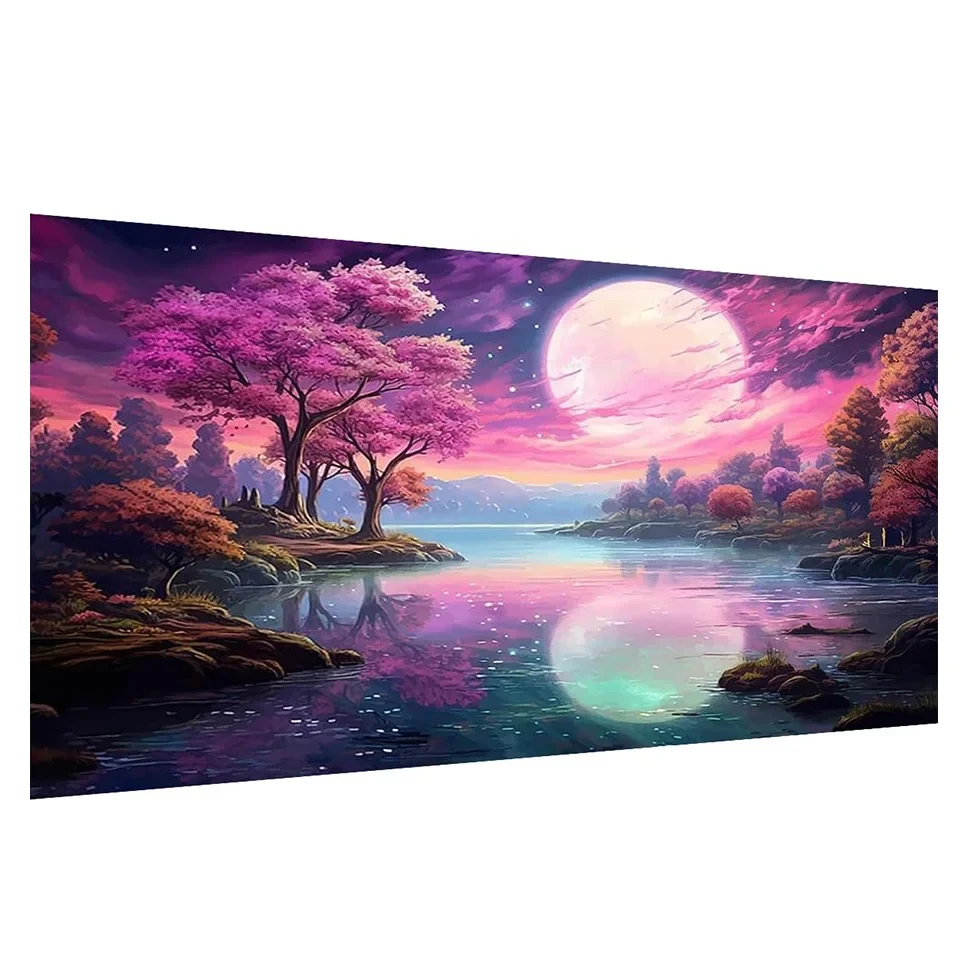 Romantic scenery DIY Diamond Painting New 2024 Full Square Round Diamond Mosaic Red Forest Rhinestone of Pictures Home Decor