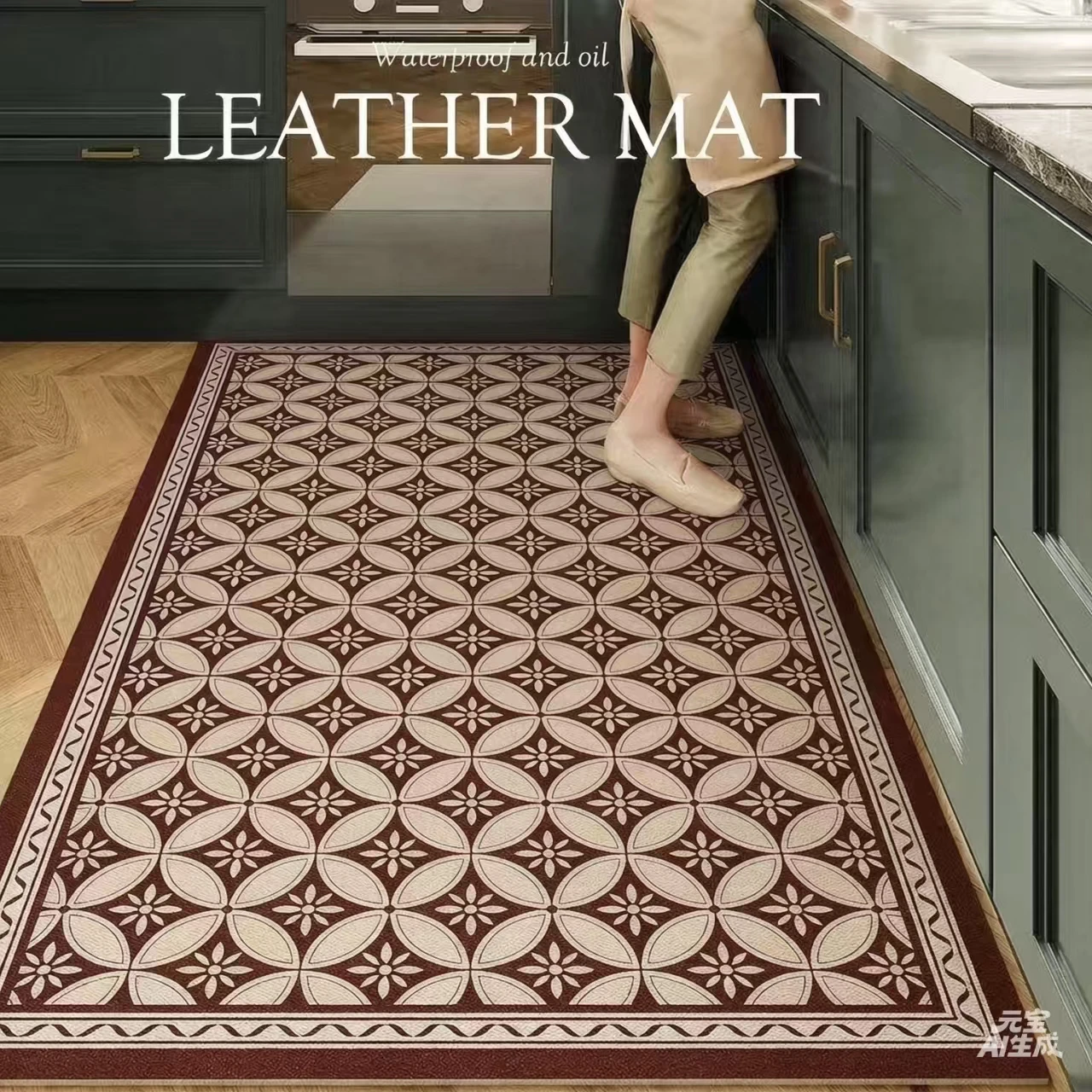 VIKAMA Kitchen American Retro Rug For Restaurant Water And Oil Absorption Entrance Hall Entry Door Mat Easy To Clean Home Decor