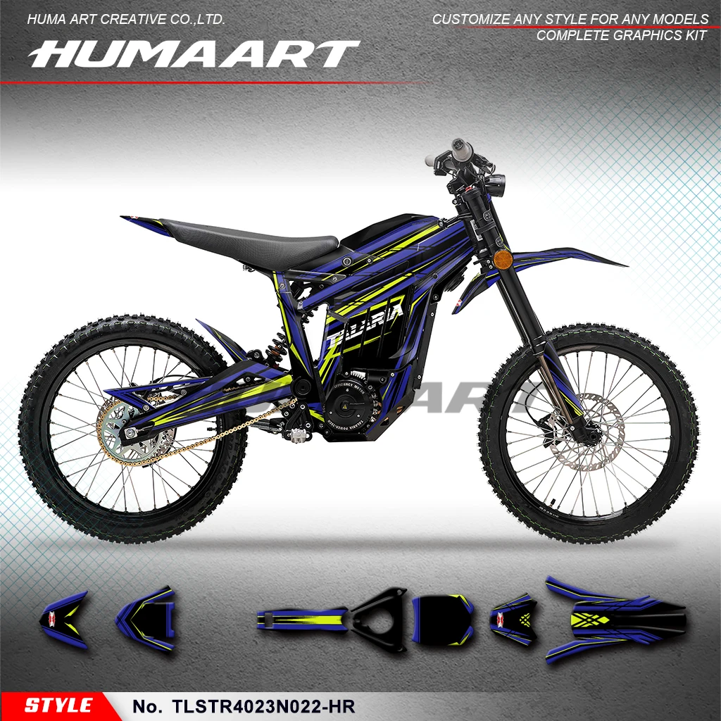 HUMAART Full Vinyl Stickers Motorcycle Wrap Kit for TALARIA Sting R MX L1E / SX3, Blue Black (Style No.TLSTR4023N022-HR)