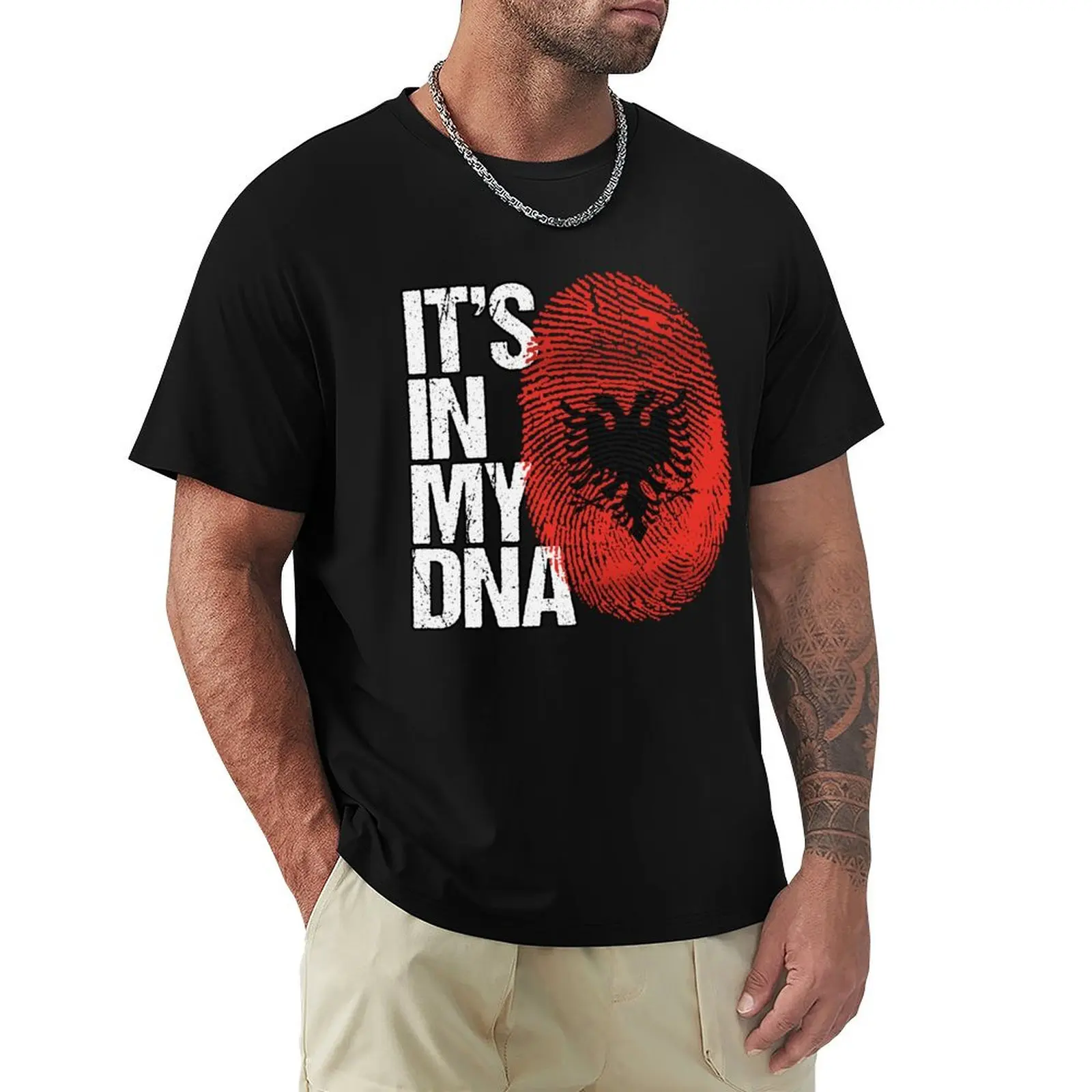 

Albania Its In My DNA - Albania Albanian Flag In Thumbprint , womens mens funny gifts roots flag T-Shirt