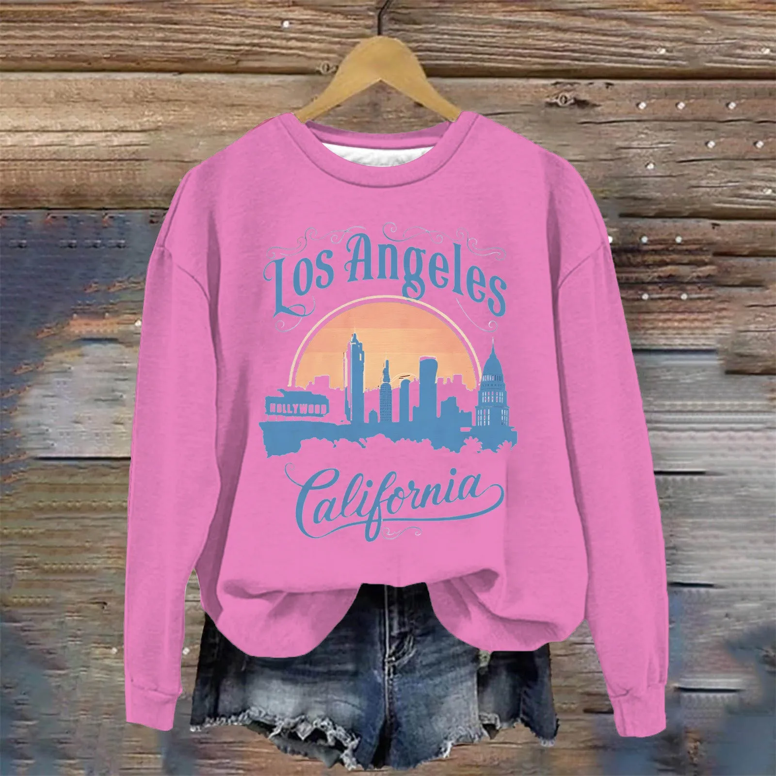 

Los Angeles City Letter Printed Hoodie Fashion Trend Sweatshirts Ladies Casual Pullover Elegant Simple And Beautiful Tops