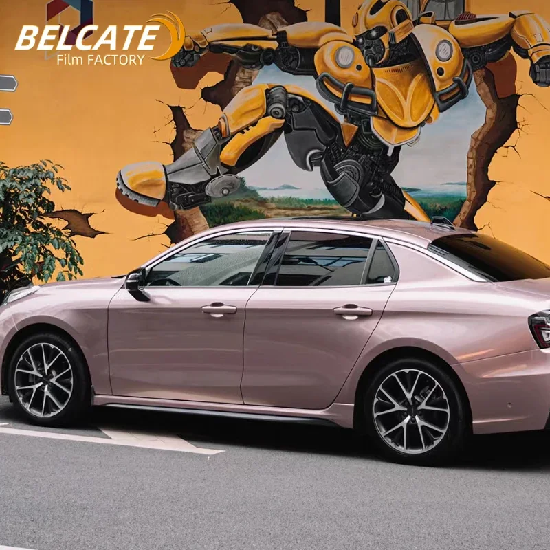 High polymerization 1.52*18m Self-cleaning super bright face Light pink car packaging colorful vinyl car stickers in stock