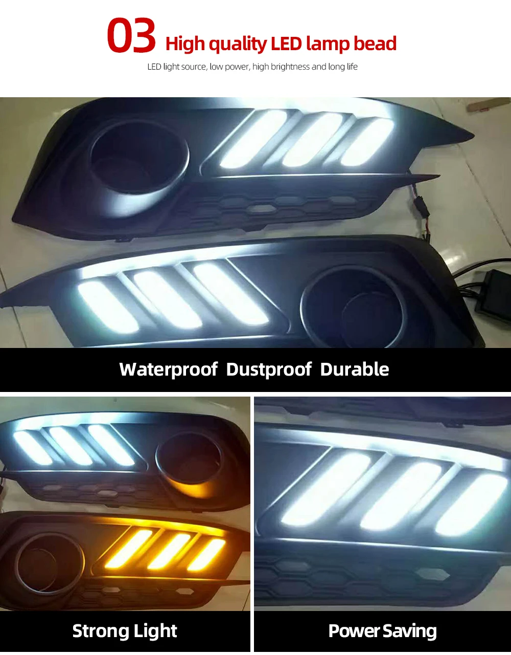 Luces Diurnas LED DRL + Antiniebla + Intermitente Para Honda Civic 2016-2018 (Sedán) - Pack De 2, Blanco/Amarillo