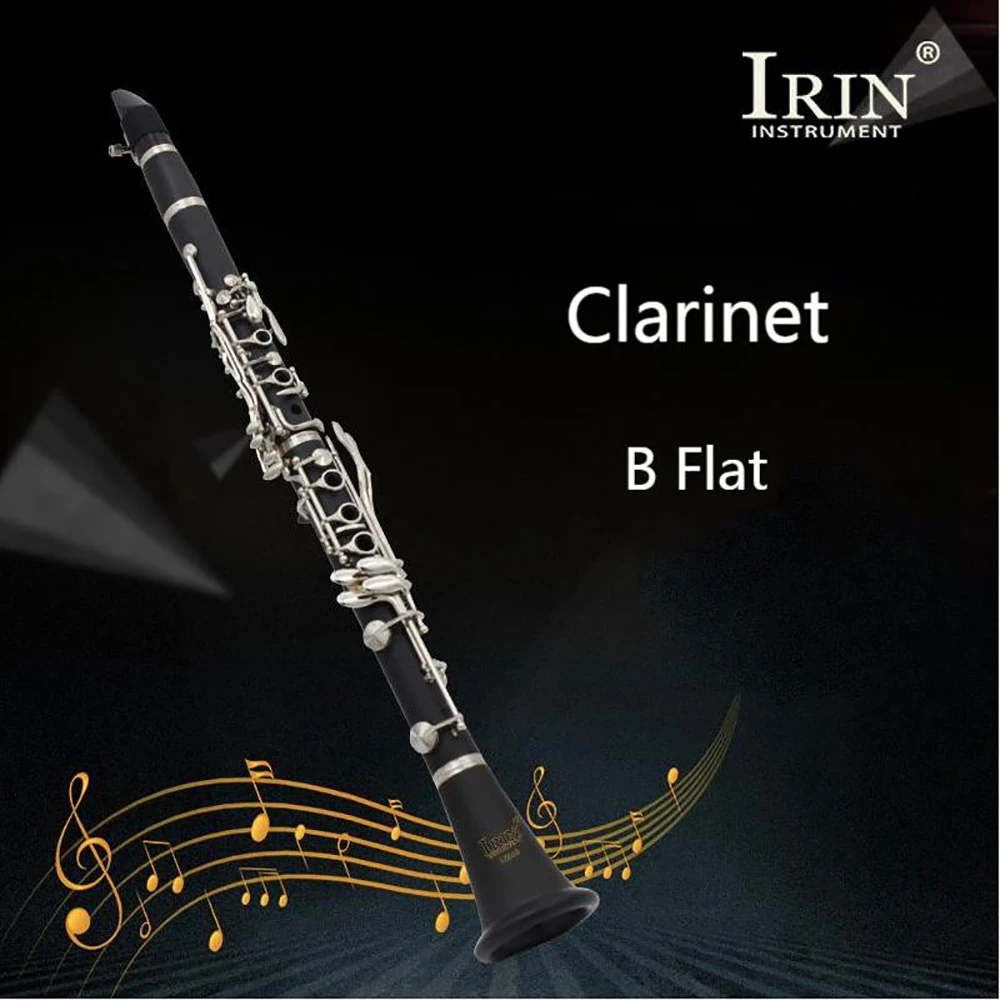 

IRIN 17 Key Clarinet Bb Flat Woodwind Instrument Bakelite Tube With Strap Cloth Case Accessory Set Clarinet Parts & Accessories