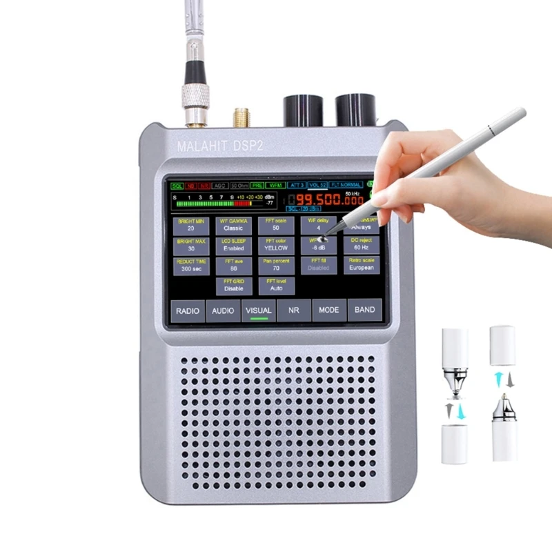 DSP2 SDR 10kHz-380MHz 404Mhz-2GHz Receiver Malachite Radio SDR 5000mAh 3.5