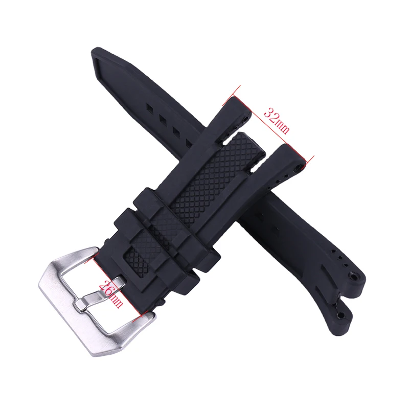 Compatible for Invicta 32mm Watch Strap Black Soft Silicone Rubber Replacement Band Sport Fitness Diving Watch Men's Wristband - view 2