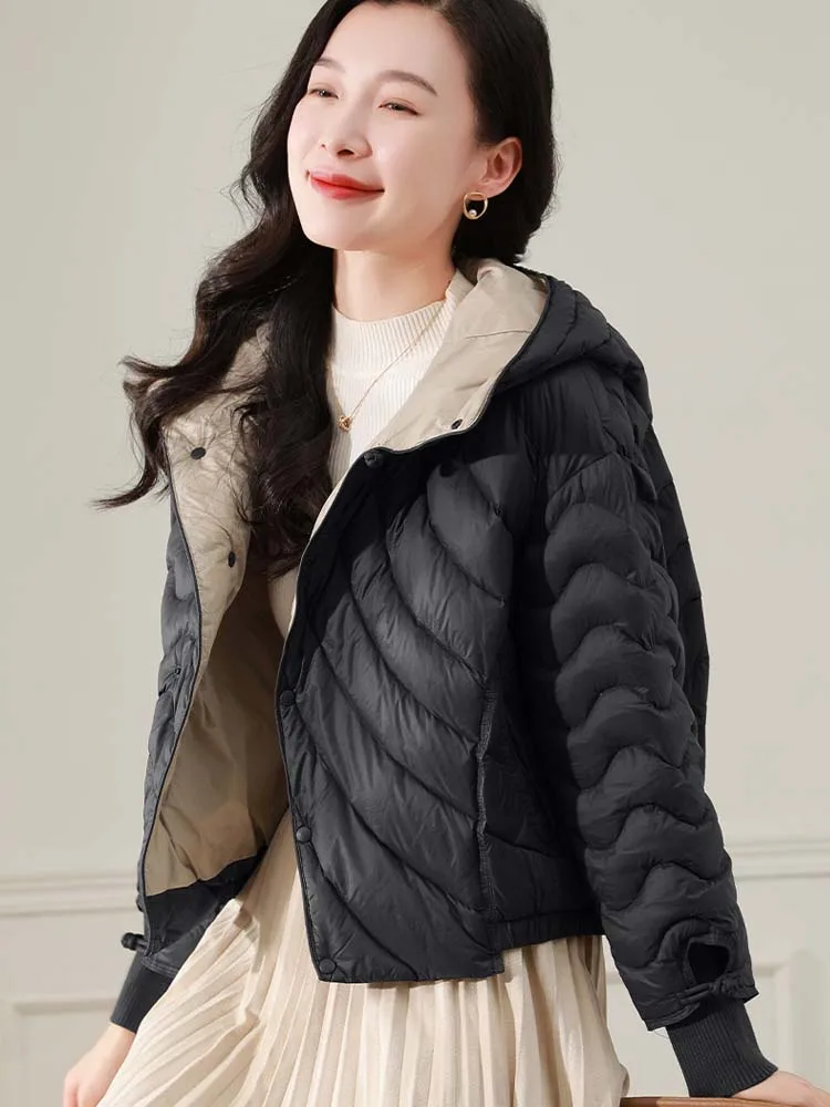 Novo design irregular acolchoado jaqueta com capuz 2025 outono inverno oversize curto puffer casaco quente de alta qualidade inkeo dj535