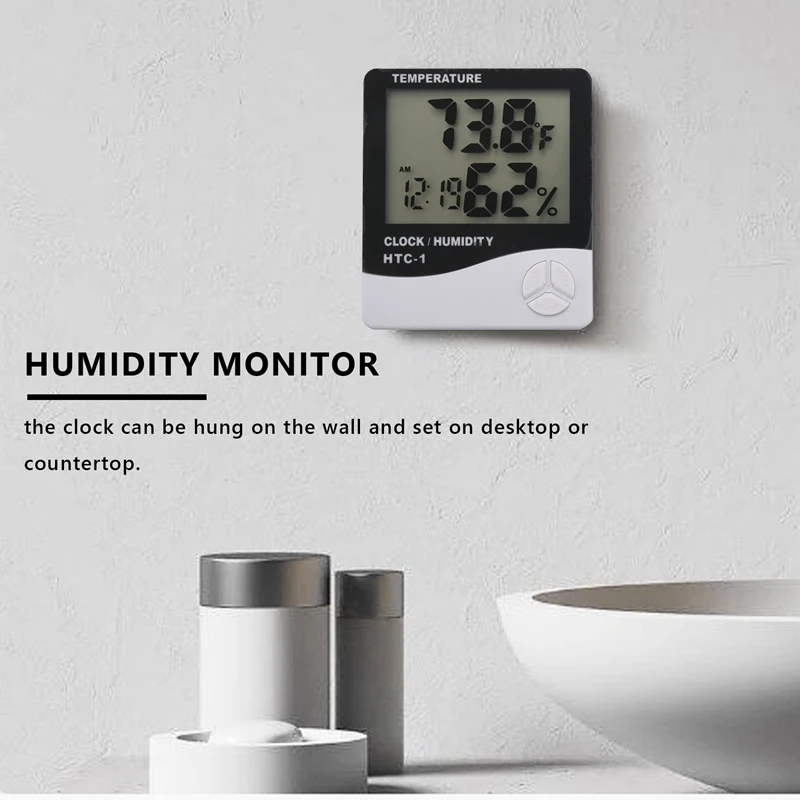 Digital LCD Indoor Outdoor Room Electronic Temperature Humidity Meter Thermometer Hygrometer Weather Station Alarm Clock-A68X view 5