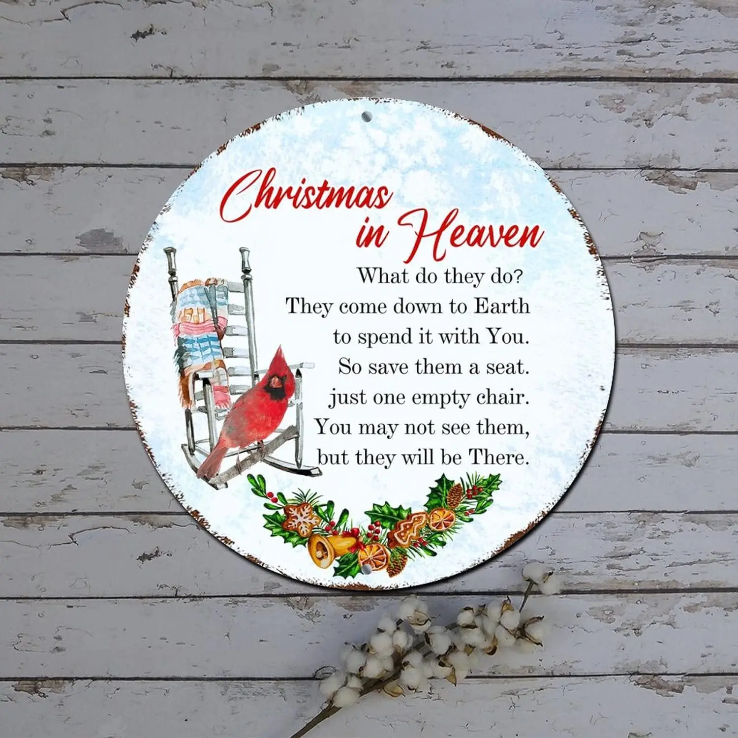 Christmas Metal Tin Signs Christmas in Heaven Cardinalis Quote Round Metal Tin Sign Christmas Wall Decorations Indoor Rustic Met