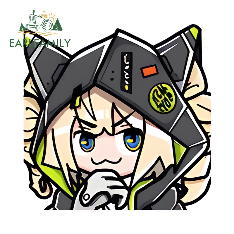 EARLFAMILY Chibi Anime Cat Animal Peeker Car Stickers Tower of Fantasy Kawaii Boy JDM Accessories Waterproof Decals Decoration