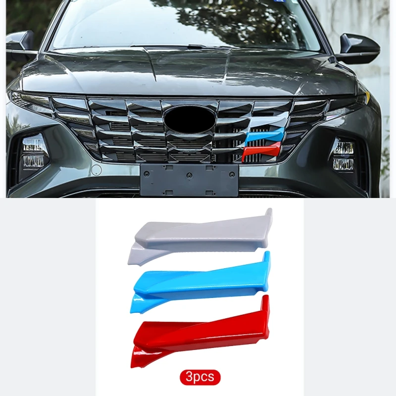 Plastic Tricolor Grille Colorful Front Head Grille Grill  Cover Trim For Hyundai Tucson NX4 2021 2022 Exterior Accessories