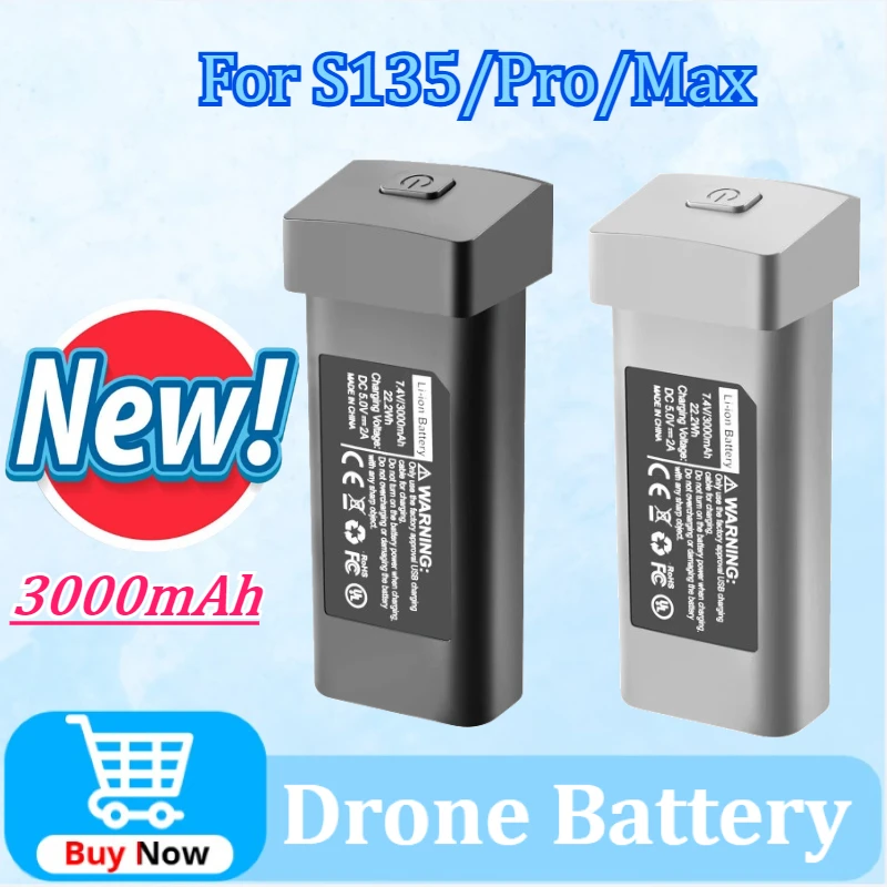 

Newly Upgraded 7.4V 3000mAh 30min Drone Battery Life For S135 / S135 Pro / S135 Max Drone Accessories Parts High Quality Battery