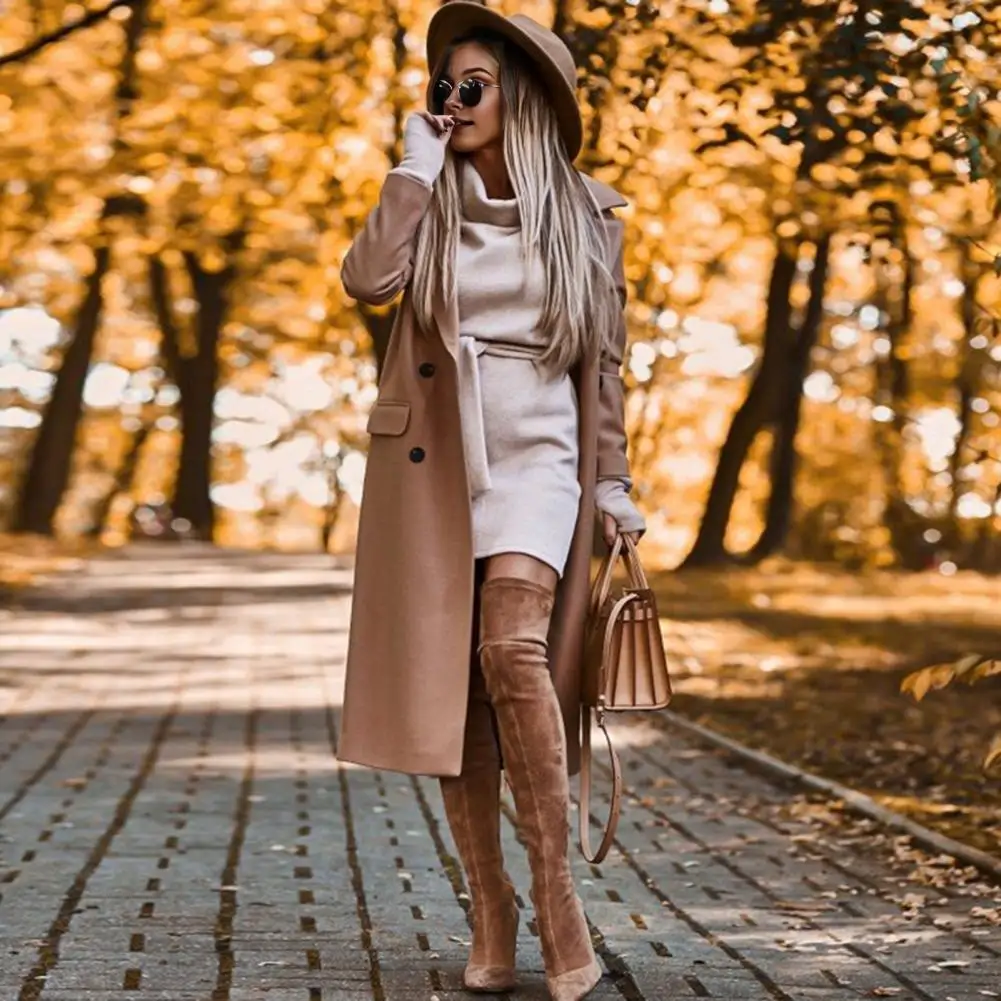 Осенне-зимнее женское платье, элегантное мини-платье на шнуровке с высокой талией для осени и зимы, женское облегающее длинное платье-футляр с высоким воротником