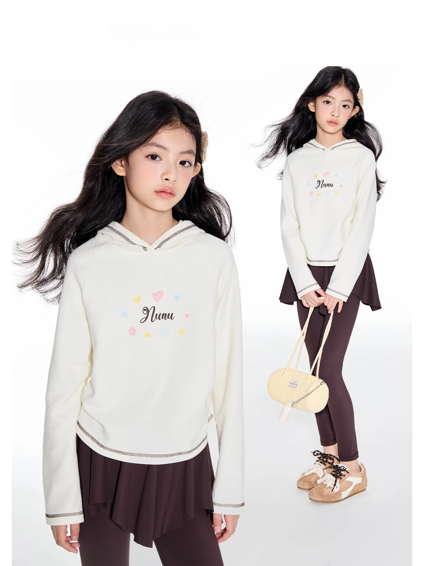 opennunu-t-shirt-a-maniche-lunghe-da-ragazza-con-stampa-di-lettere-top-a-strato-base-con-cappuccio-vestibilita-slim-design-autunnale-abbigliamento-per-bambini