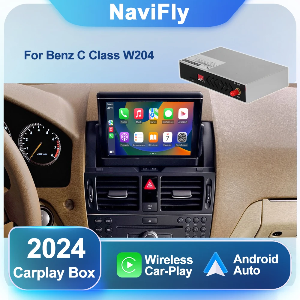 Navifly drahtlose Carplay Android Auto Interface Box für Mercedes Benz C Klasse W204 C204 W205 2012-2015 Spiegel Link Ai Box