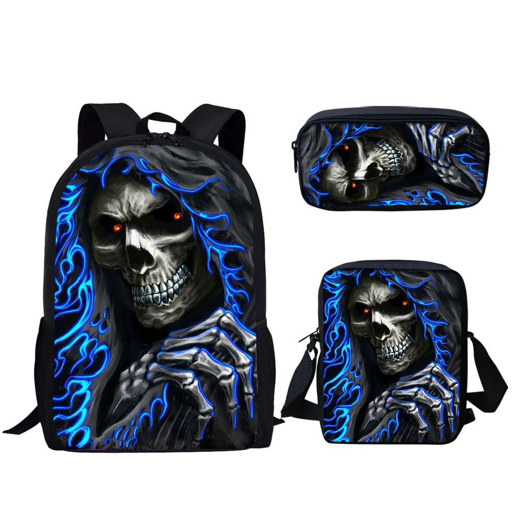 Belidome-mochilas escolares con estampado de calavera Gótica para niños y adolescentes, Mochila informal de 3 piezas para estudiantes, Mochila Infantil para la escuela