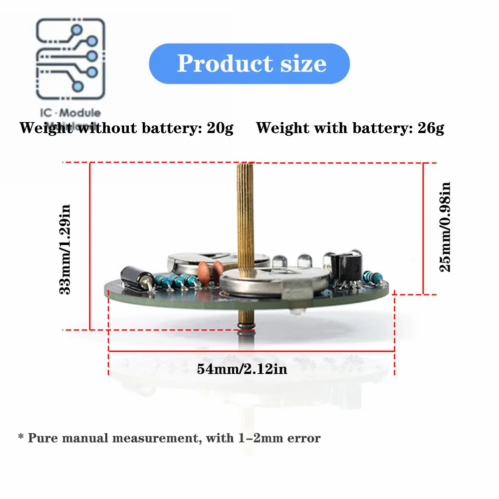 LED Spinning Gyroscope Make Electronic DIY Kit Blinking Lights Circuit Board Soldering Practice Beginner Electronics Kit