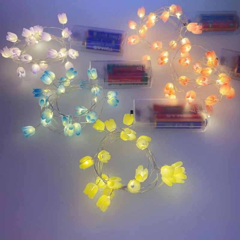 LED Tulip Light String Copper Wire Light Birthday Gift Decorative Light Flower Bouquet Accessory Fairy Garden Lights String