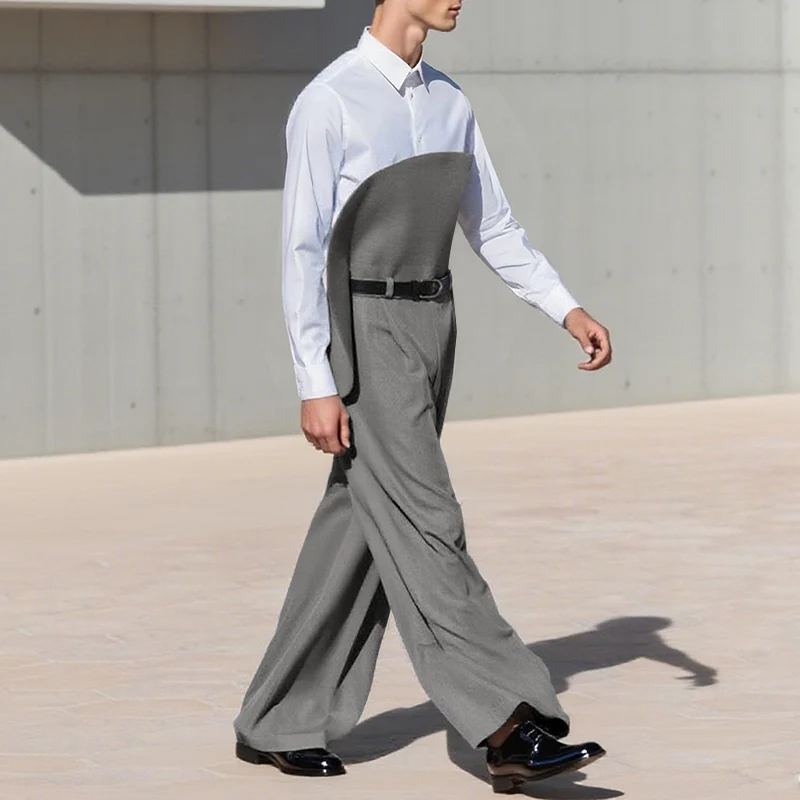 INCERUN Pantaloni da uomo Pantaloni da jogging con lacci tinta unita Pantaloni casual Tute da uomo Streetwear Personalità allentata Moda Pantaloni lunghi maschili