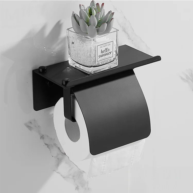 Stainless Steel Toilet Paper Holder Mobile Phone Stand Bathroom Storage Rack No Drilling Required Tissue Box Public Use