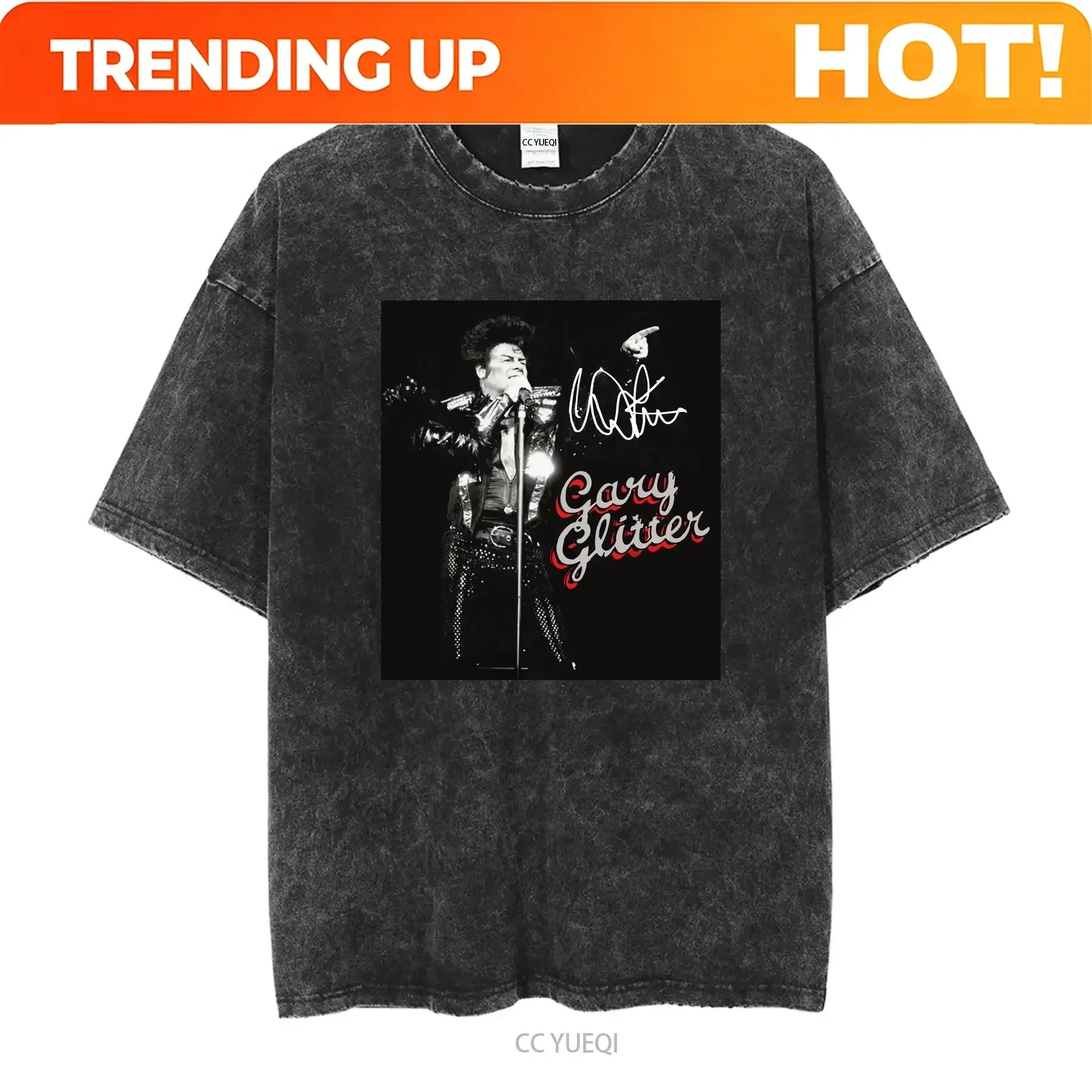 Customization Shirt Gary Glitter Brighton 1992 Cotton Black Men T Shirt Size S To 5XL BE02 Long Or Short Sleeves Vintage Washed