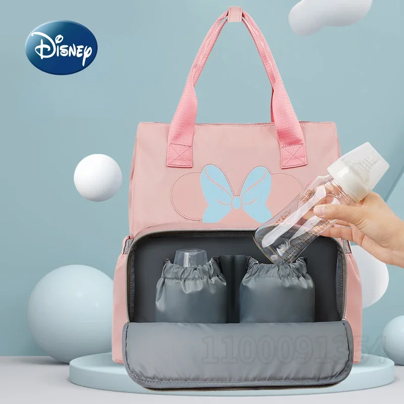 Disney Minnie New Diaper Backpack Luxury Brand Original Baby Diaper Bag Cartoon Fashion Baby Bag Waterproof Portable Diaper Bag