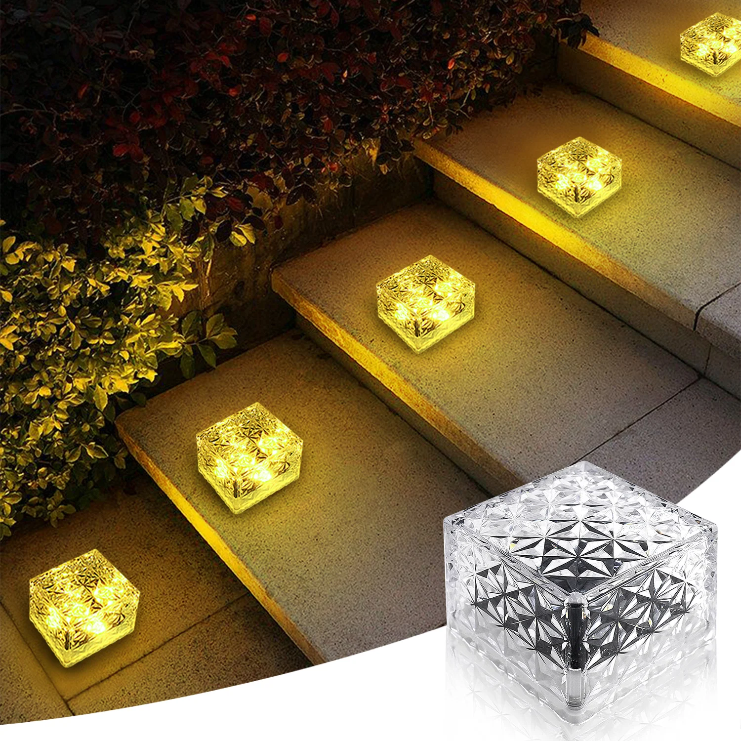 

Nice 2Pack Solar Glass Brick Light Solar Ice Cube LED Light Crystal Brick Stone Lamp For Garden Courtyard Pathway Patio Pool Dec