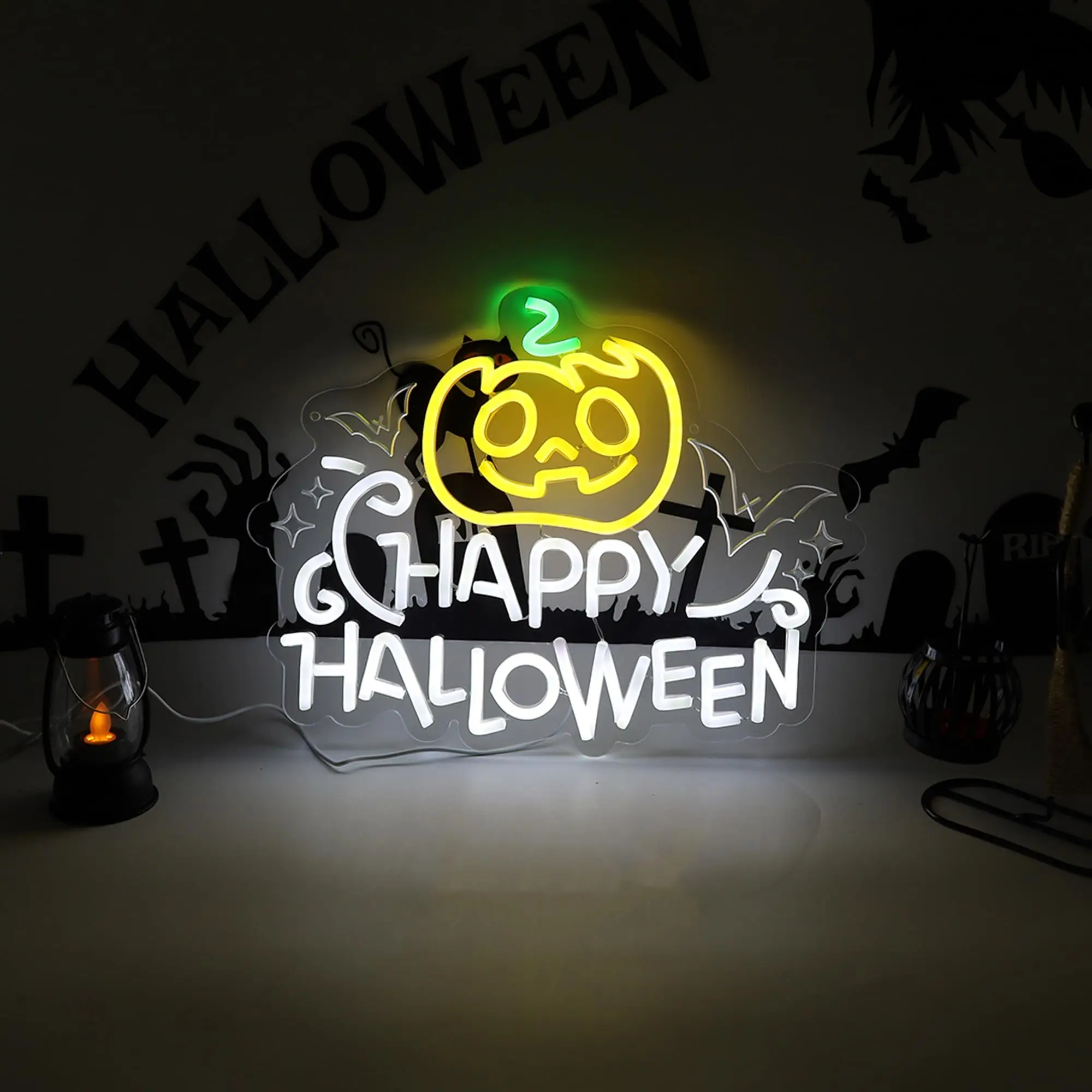 ハッピーハロウィン-パンプキン-ネオンサイン-usb電源-ライトアップサイン-壁飾り-パーティー-窓-寝室-店舗-ポーチ-ギフト