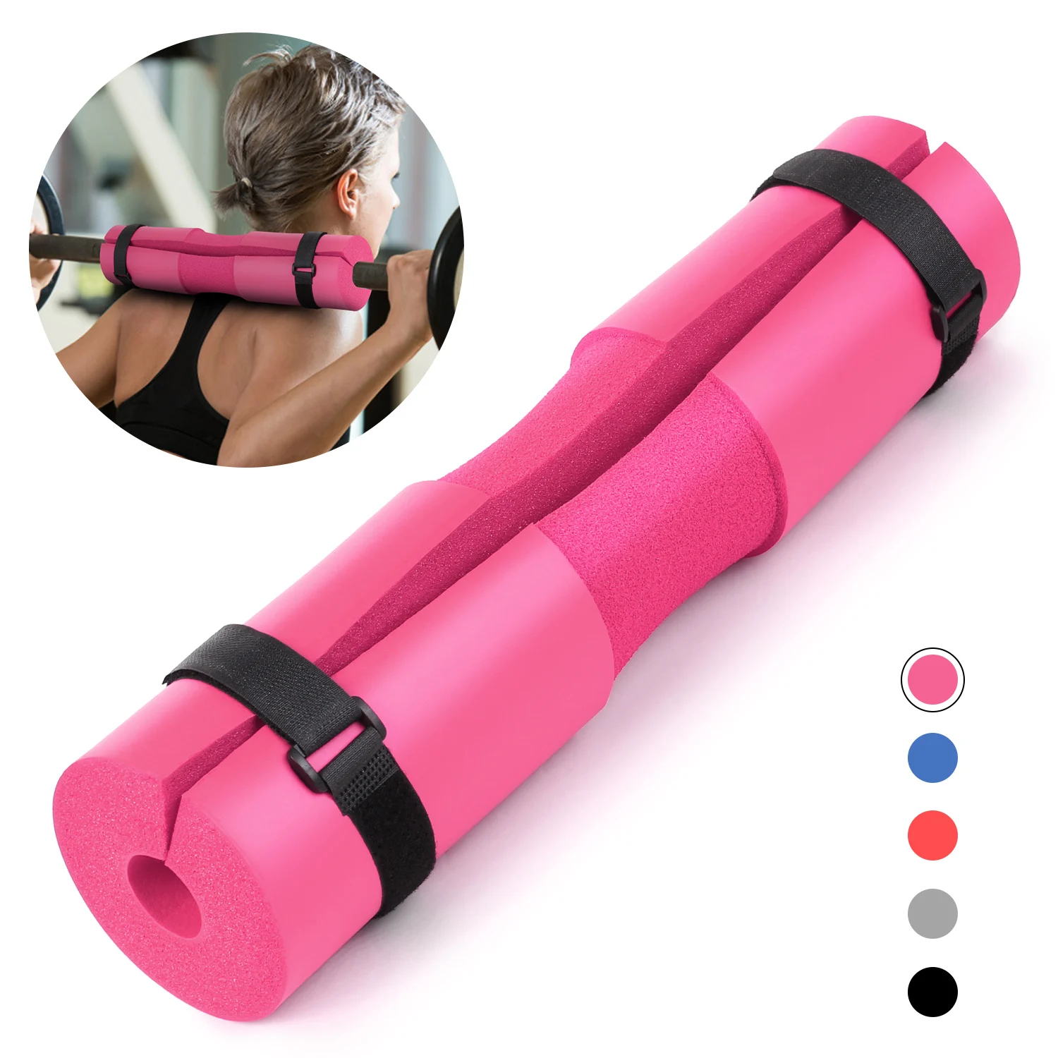 Fitness Weightlifting Squat Foam Neck Guard Barbell Sleeve Sports Dumbbell Bar Shoulder Back Protective Pad with Strap for Gym