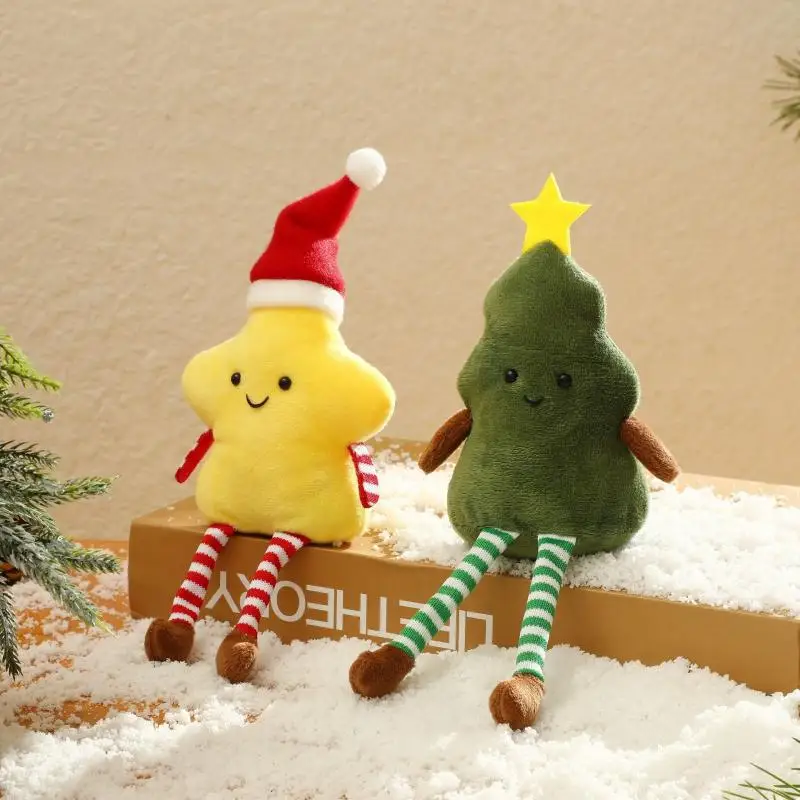 Christmas Tree Star Plush Keychain Cute Backpack Charm Cartoon Doll Pendant Accessory Party Tabletop Decoration Christmas Gift