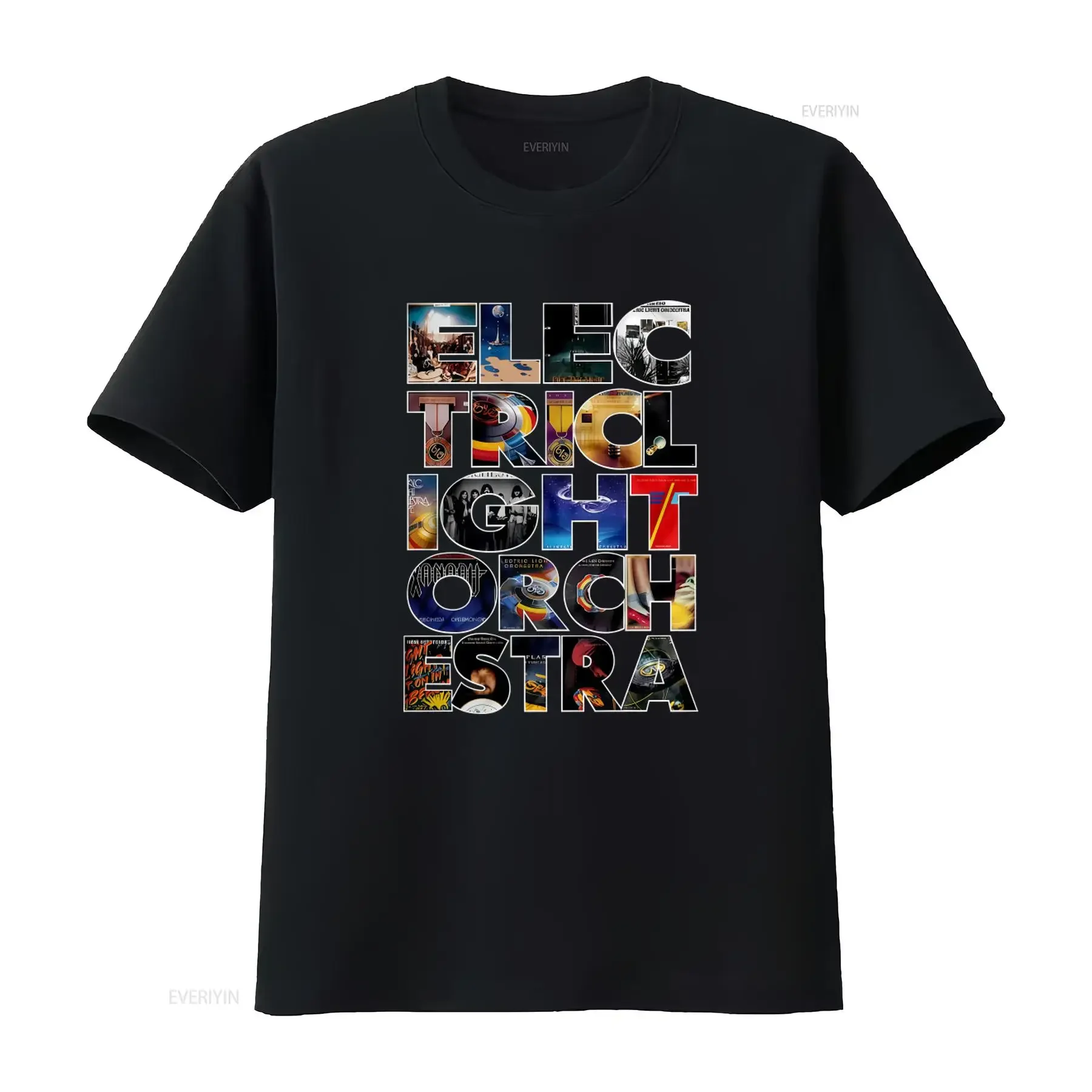 Classic Rock T Shirt Electric Light Orchestra ELO Jeff Lynne Roy Wood Album Cover Print Retro Music Fan  vintage Washed