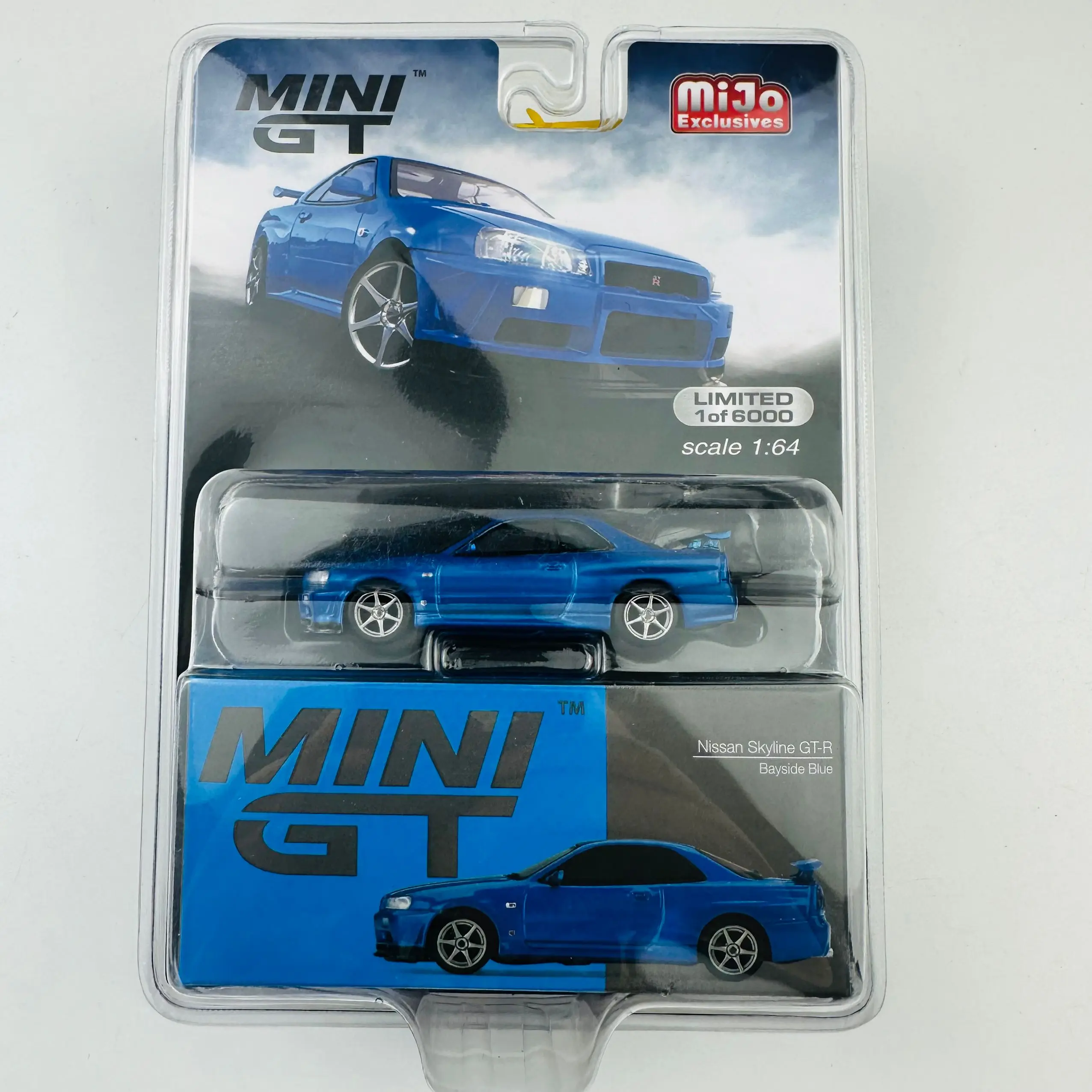 TSM Mini Gt 1/64 Minigt 341 Nissan Skyline GT-R (R34) V-Spec II Bayside Blue MJ Die-cast Alloy Car Model Collection