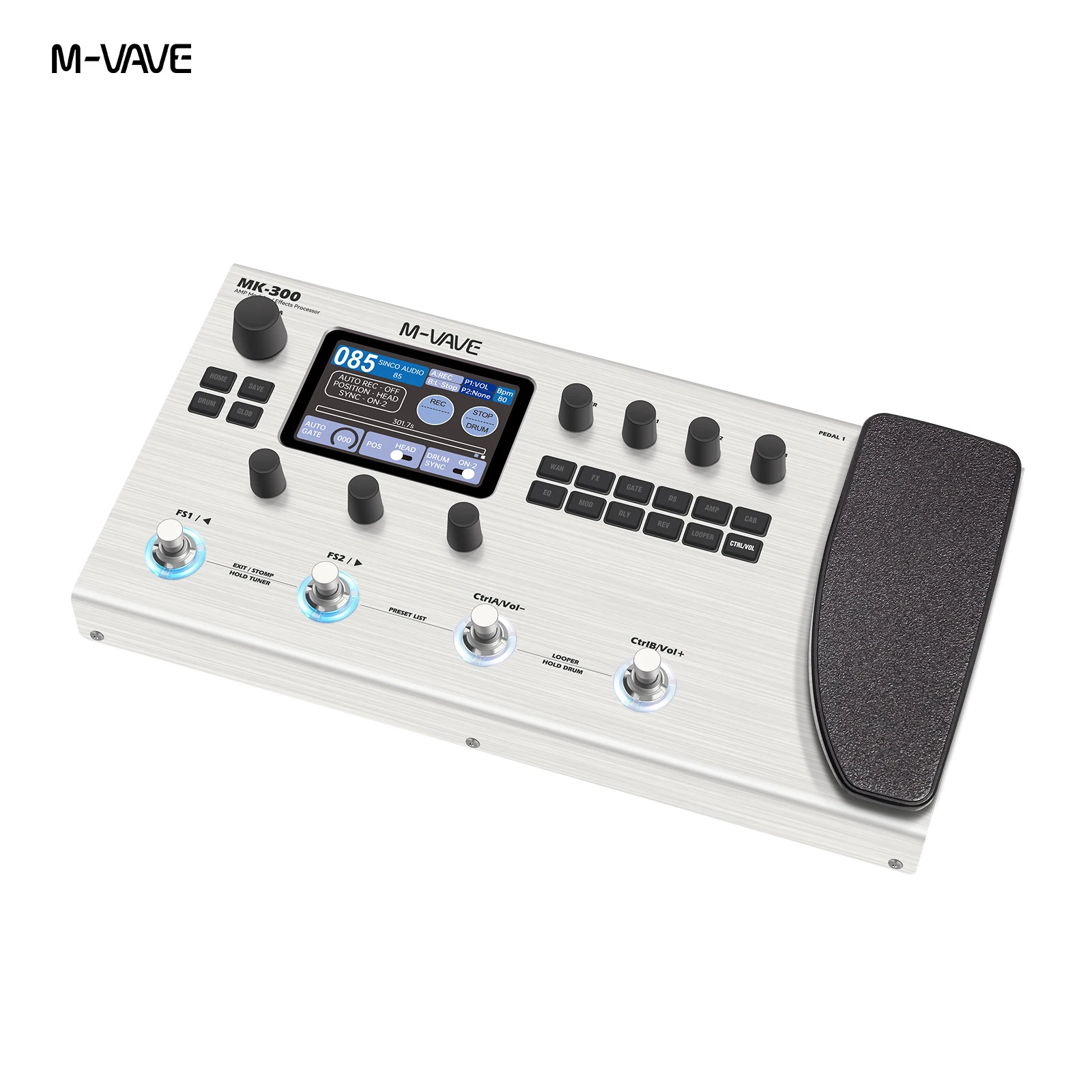 M-VAVE MK-300 Pedal Efektor Gitar/Bass Multi-Fungsi |   Looper 300s+128 Drum MIDI DAW |   Pemodelan Neural ANN 120AMP/360FX