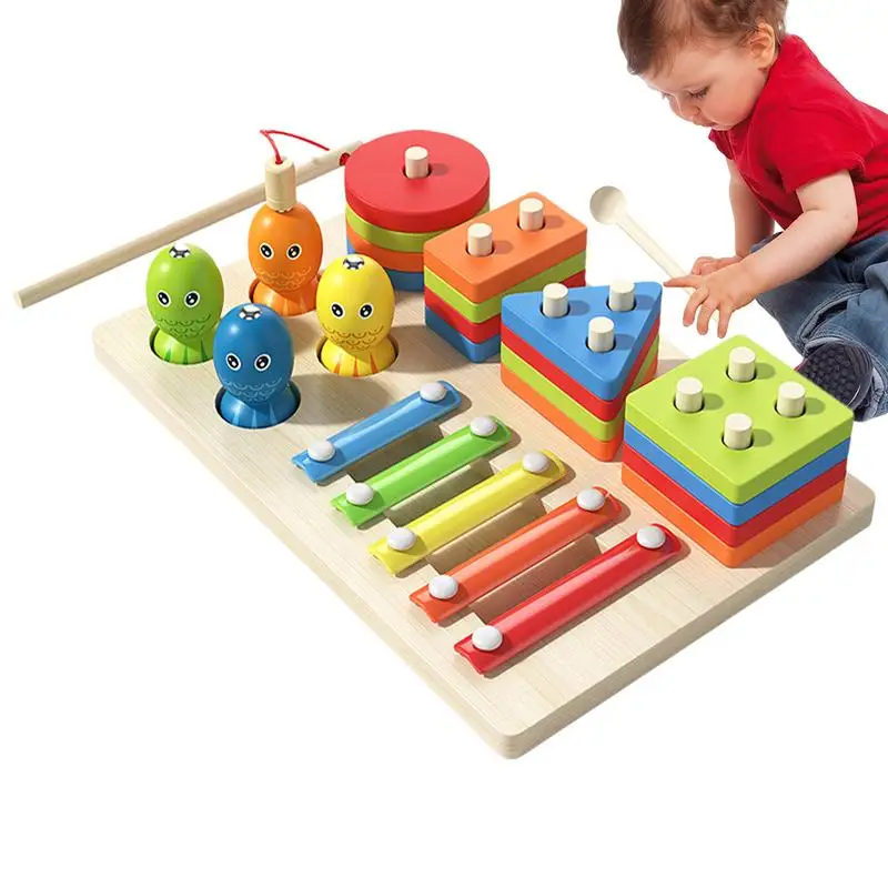 Criança Classificando Brinquedos, Forma de Madeira Stacking, Pré-escolar Aprendizagem Atividades, Matemática Cognição Cor, Montessori bebê STEM, 3 em 1