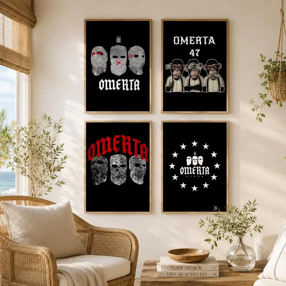 Brand O-Omerta Maes 47 Logo Painting Calligraphy High-Quality Canvas Wall Mural Crease-Free For Living Room Bedroom Interiors
