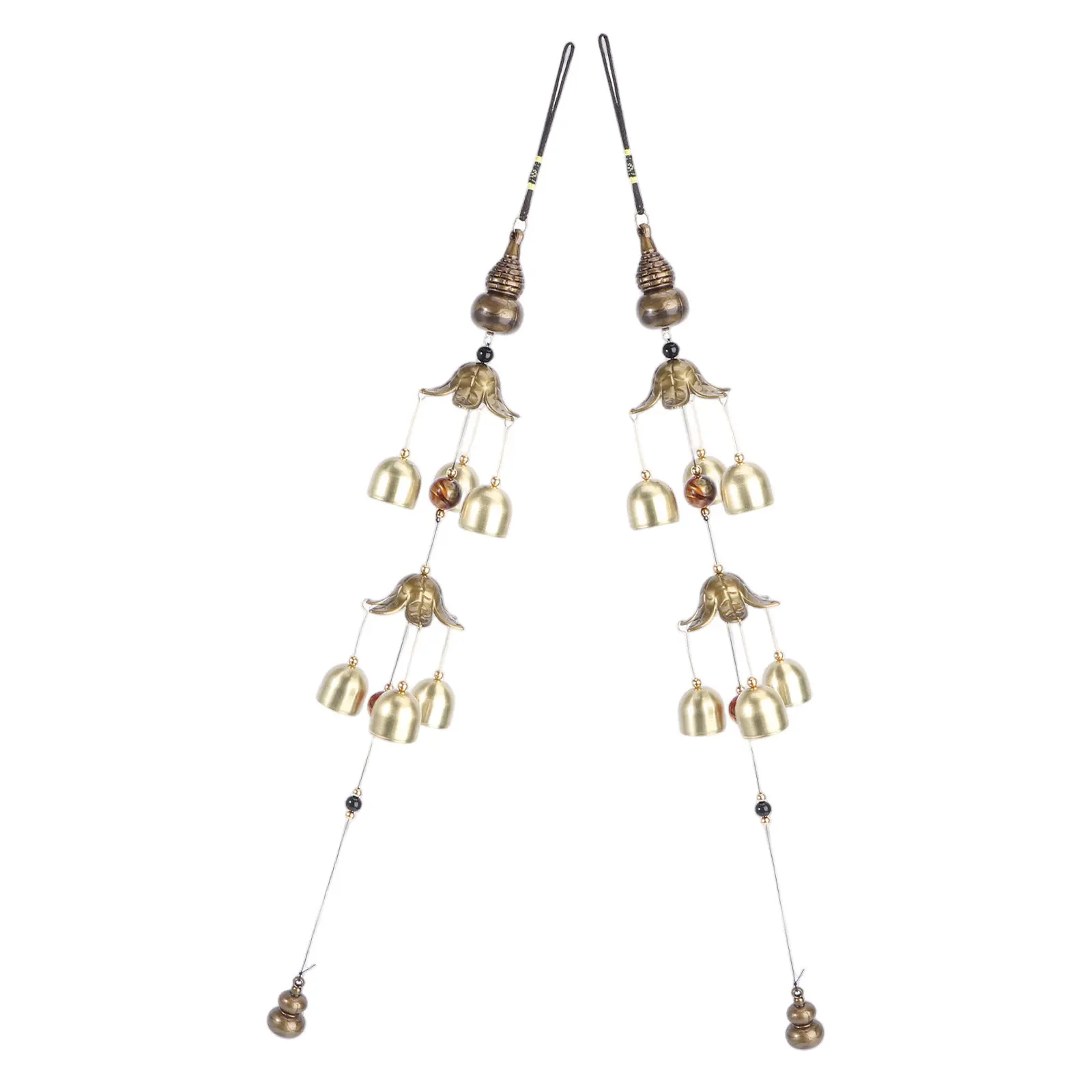 2Pcs Vintage Metal Wind Chime Gourd Design Blessing Hanging Bell for Mother Housewarming Present Prosperity Charm Indoor Outdoor