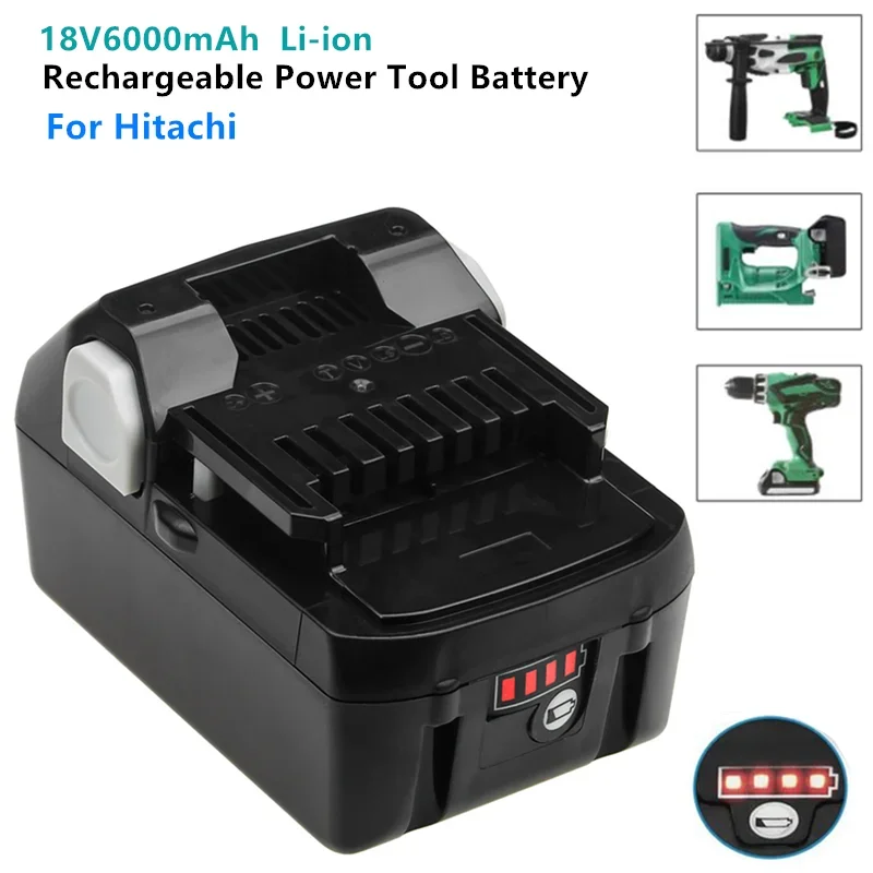 18V 4Ah 6Ah Li-Ion BSL1830B Replacement Battery for HITACHI BSL1820 BSL1840 BSL1850 BSL1860B Power Tools Batteries