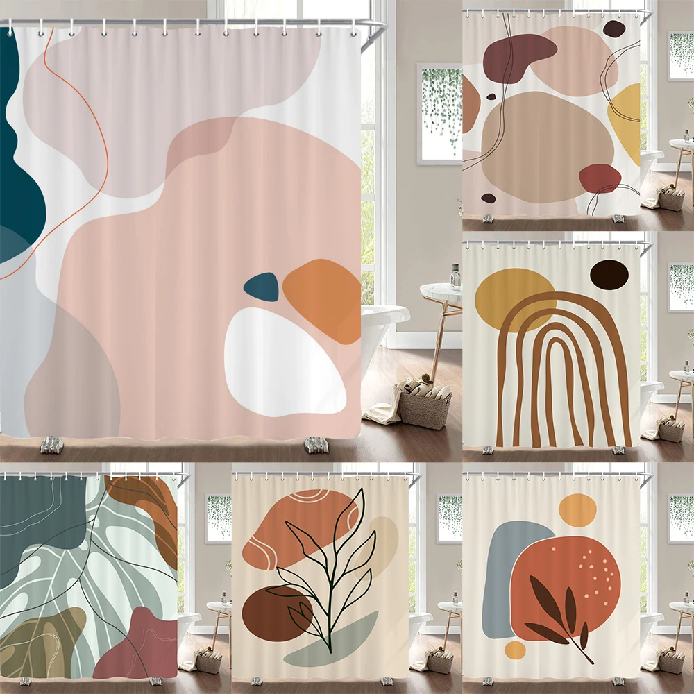

Nordic style Abstract Art Boho Shower Curtain Waterproof Polyester Bath Curtain Plant leaves Printed Curtains For Bathroom Decor