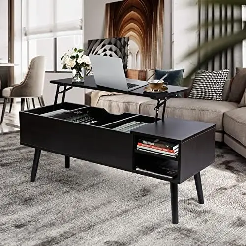 

Coffee Table - Lift Top Coffee Table with Large Hidden Compartments and Adjustable Shelf, Easy to be Lifted Up or Closed, Lift