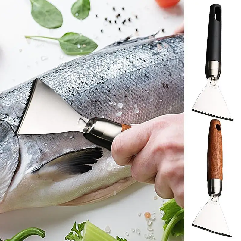 Raschietto per squame di pesce Raschietto per dente di sega in acciaio inossidabile Scaler per pesce con manico ergonomico Grattugie per frutti di mare Strumenti accessori da cucina