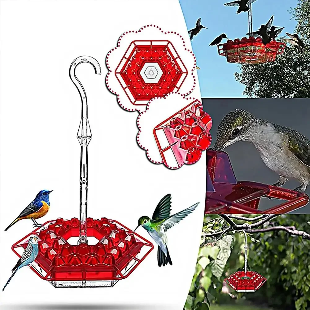 Hanging Hexagonal Hummingbird Feeder With Hook Unique Filling System Feeding Stations Hummingbird Drinker Bird Feeder Garden New