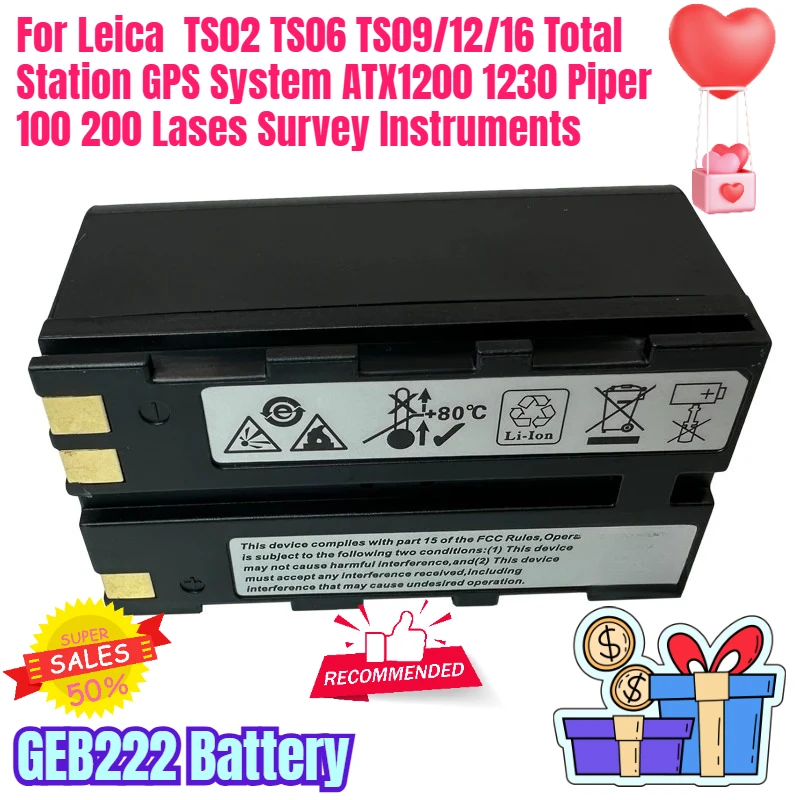 

GEB222 Battery for Leica TS02 TS06 TS09/12/16 Total Station GPS System ATX1200 1230 Piper 100 200 Lases Survey Instruments