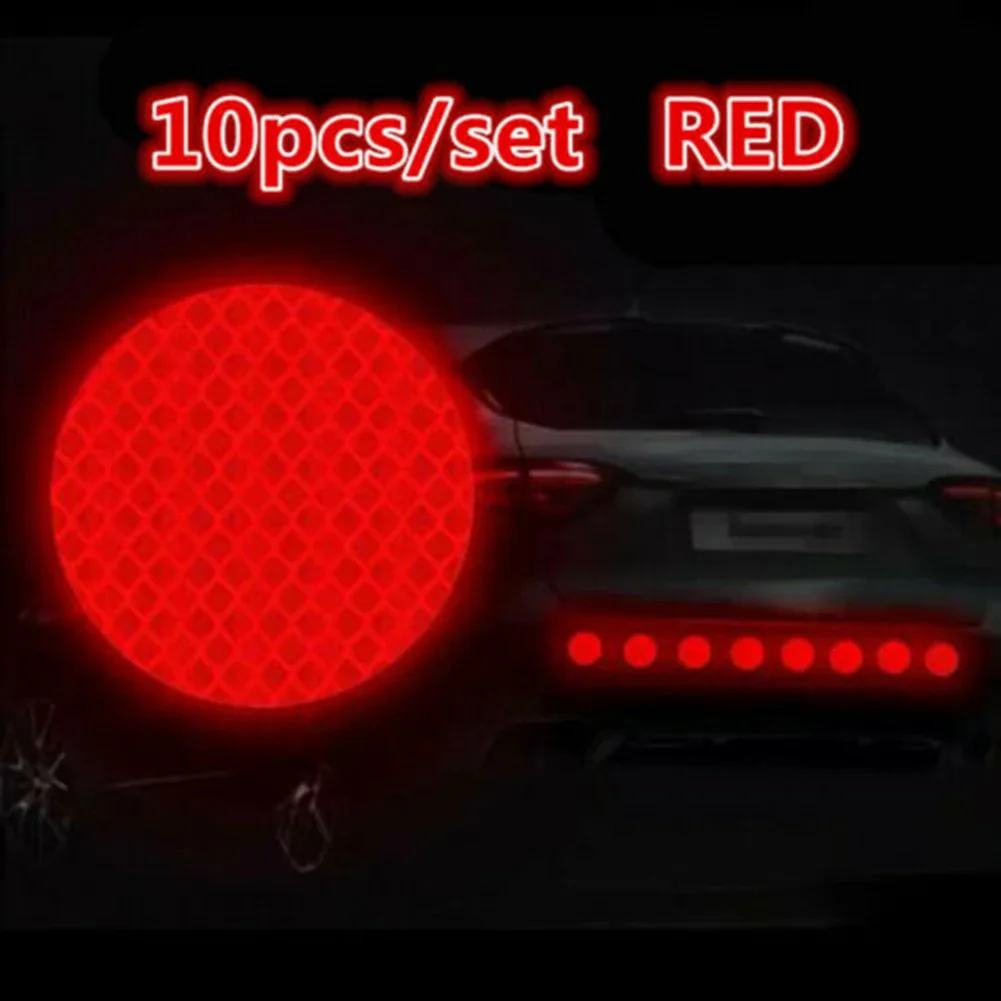 

High Quality Sticker Trim 10pcs Accessories Bumper Circle Motorcycles PET Parts Red Reflective For All Vehicle