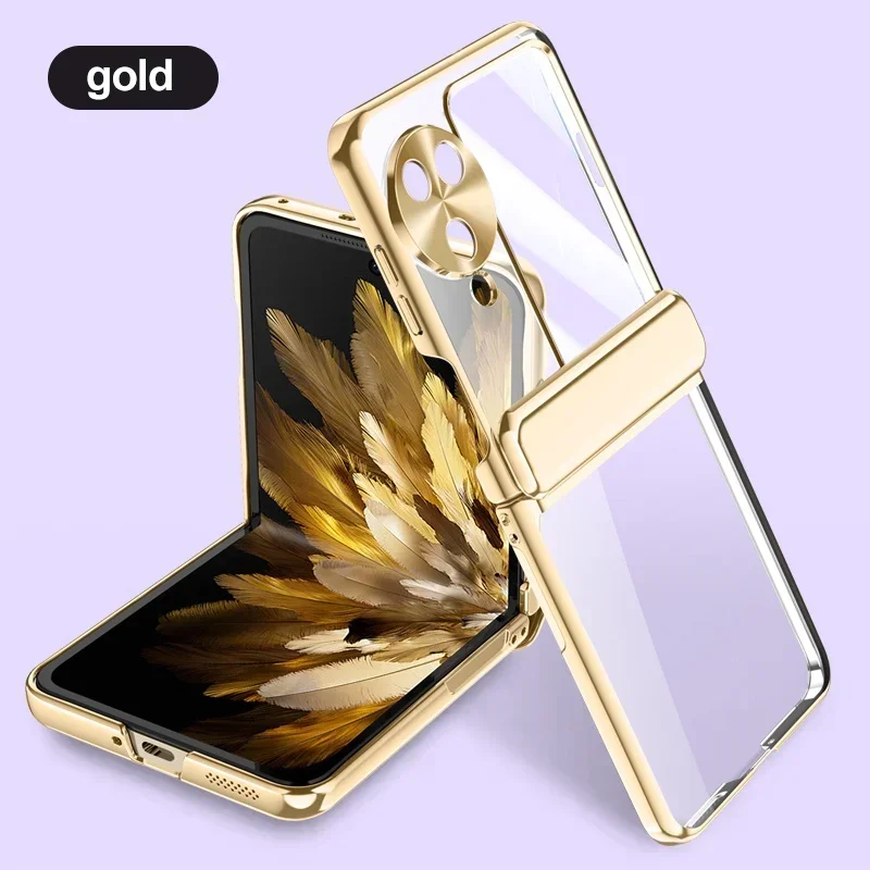 Luxury Electroplating Transparent Phone Case Phone Case for OPPO Find N3 Flip 5G Hinge Protection Anti-drop Clear Cover Case