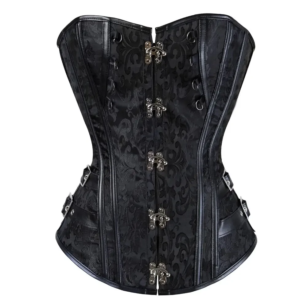 Gothic Corset Top for Women Steampunk Corsets Leather Jacquard Bustiers Pirate Basque Halloween Cosplay Costumes Rave Outfits