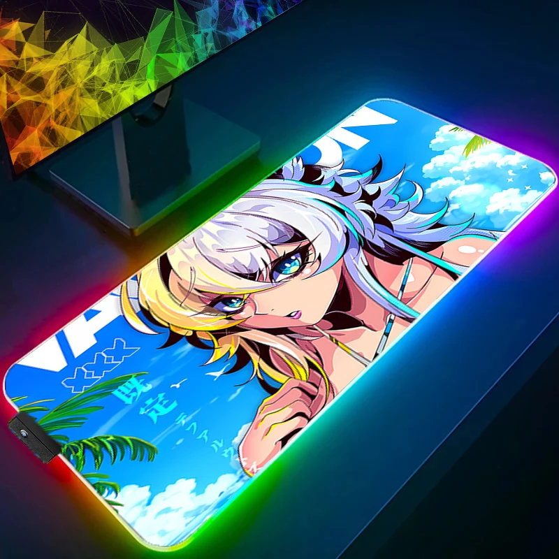 RGB Mouse Pad Anime Sexy Girls Gamer Gaming Accessories Varmilo Keyboard PC Computer Desk Mat Carpet Backlight LED Mousepad