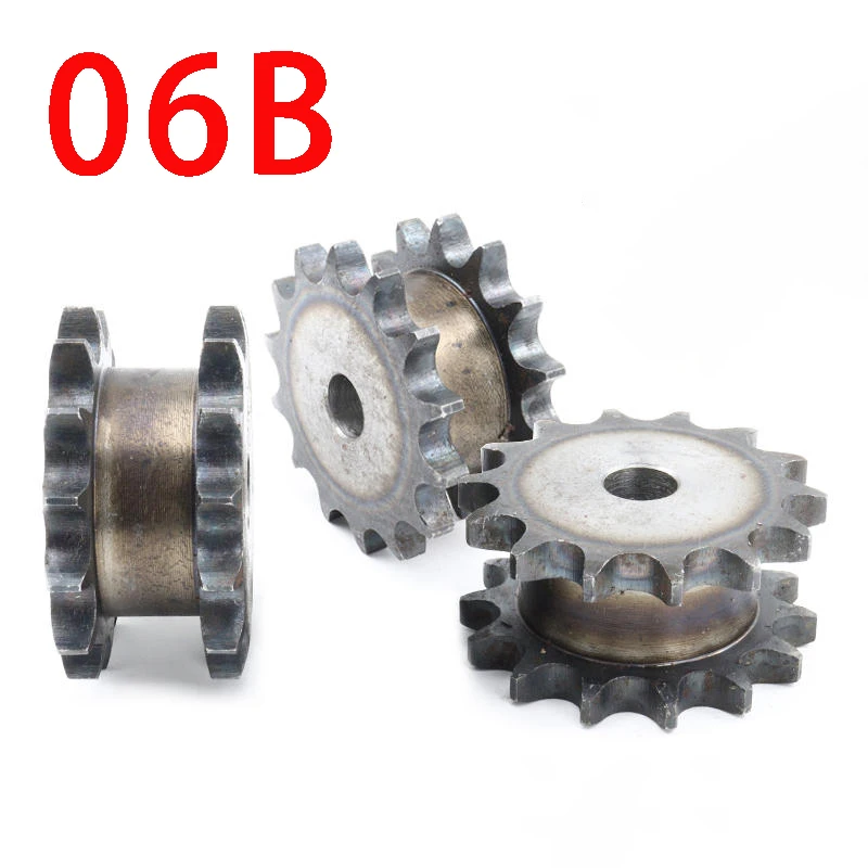 

False Double Row Double Drive Sprocket Wheel Gear for 06B Roller Chain, , 06B-2 Duplex Sprocket, 12- 25 Teeth