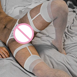 Medias de tubo delgadas para hombre, medias transparentes, lencería fetiche, ropa de Club, ropa sissy, medias sexy para hombre gay